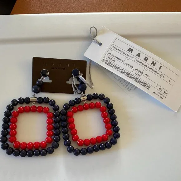 Marni Red and Blue beaded earrings - Picture 3 of 3